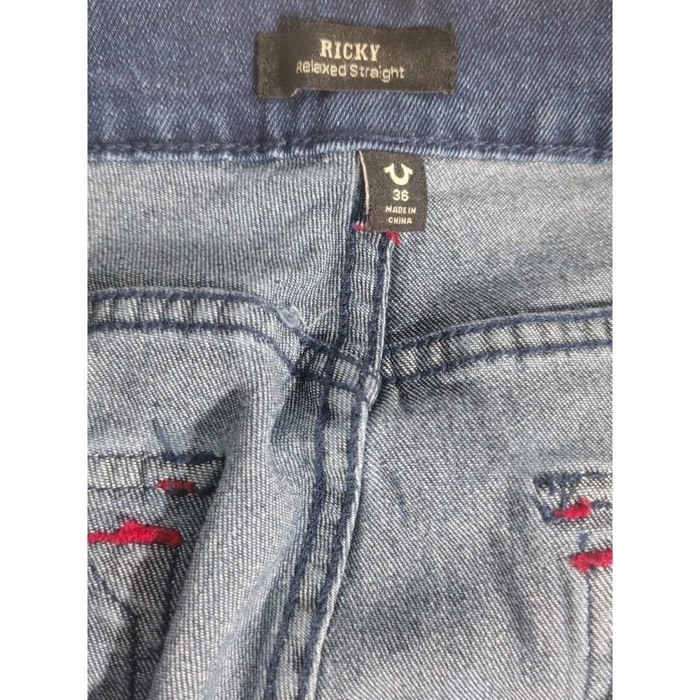 True Religion‎ Jeans Ricky Relaxed Straight Flap Rustic Barn Wash 36X34 Denim